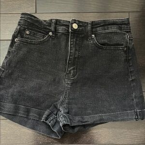 No Boundaries Black Denim Women's High Waist Shorts Size 9